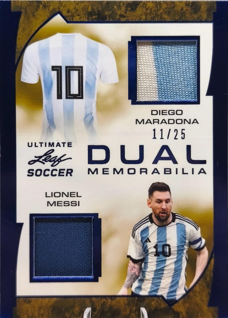 Lionel Messi y Diego Maradona Dual Memorabilia Game Used
