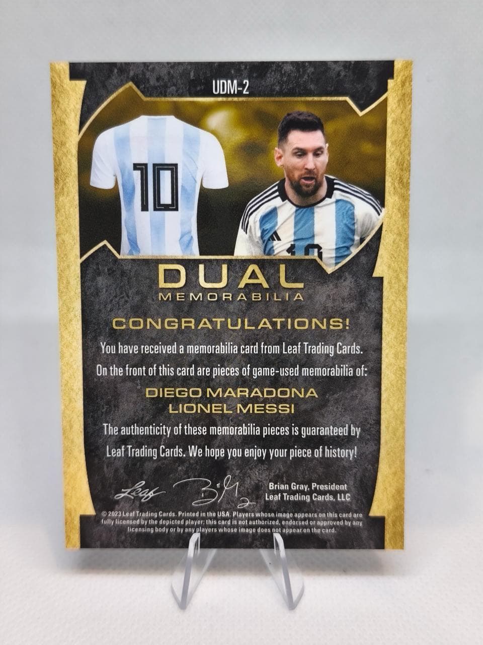 Lionel Messi y Diego Maradona Dual Memorabilia Game Used