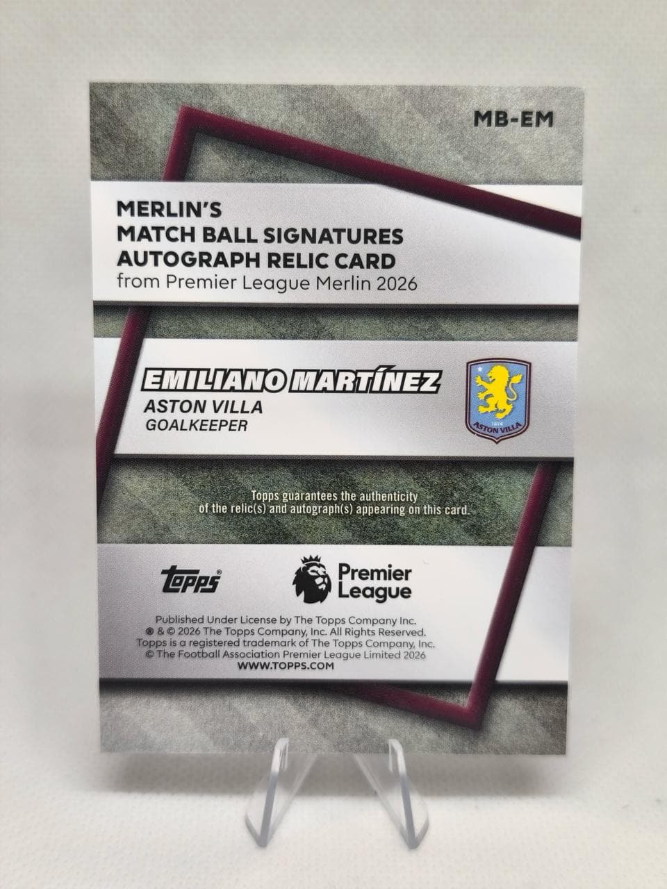 Emiliano Martinez "El Dibu" Topps Merlin Match Ball Auto