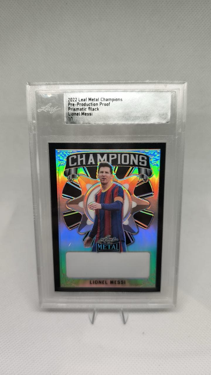 LIONEL MESSI 1/1 2022 Leaf Metal CHAMPIONS PRE-PRODUCTION PROOF PRISMATIC BLACK